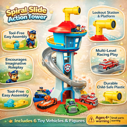 Kids Playset Slide Tower Toy Cars Activity Set